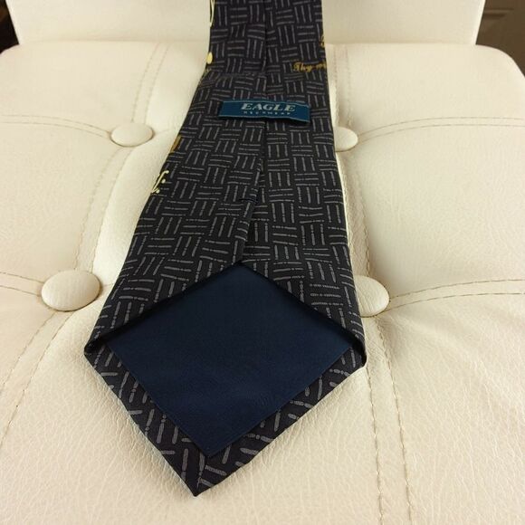 Eagle silk black Lord's Prayer printed tie - Picture 5 of 9